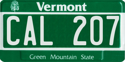 VT license plate CAL207