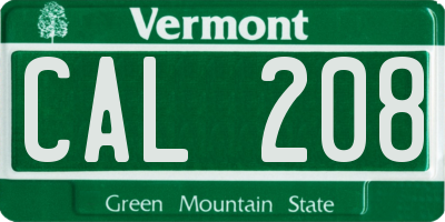 VT license plate CAL208