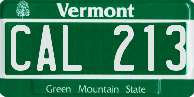 VT license plate CAL213