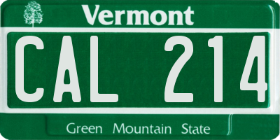 VT license plate CAL214