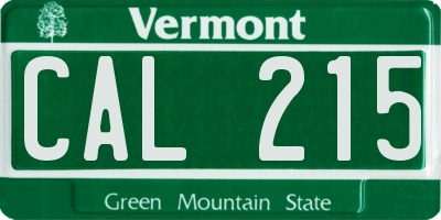 VT license plate CAL215