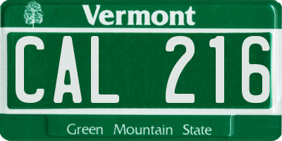 VT license plate CAL216