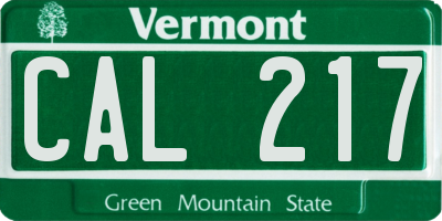VT license plate CAL217