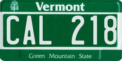 VT license plate CAL218