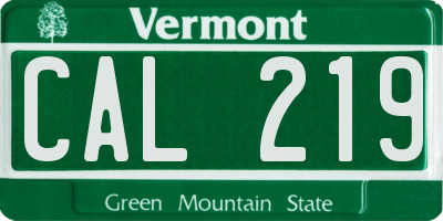 VT license plate CAL219
