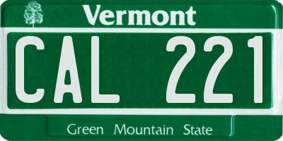 VT license plate CAL221