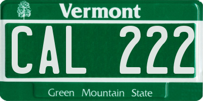 VT license plate CAL222