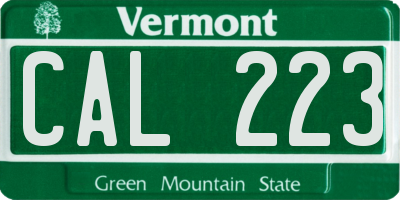 VT license plate CAL223