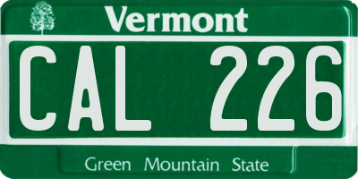 VT license plate CAL226