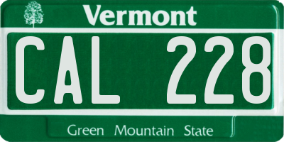 VT license plate CAL228
