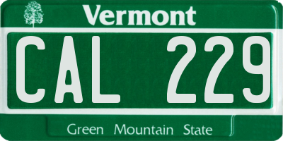 VT license plate CAL229