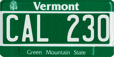 VT license plate CAL230