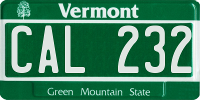 VT license plate CAL232