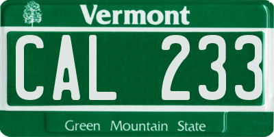 VT license plate CAL233