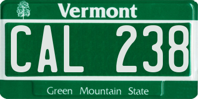 VT license plate CAL238