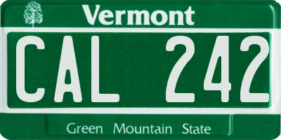 VT license plate CAL242