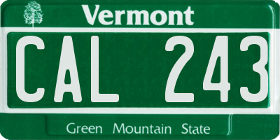 VT license plate CAL243