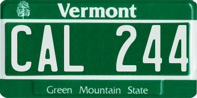 VT license plate CAL244