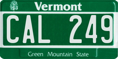 VT license plate CAL249