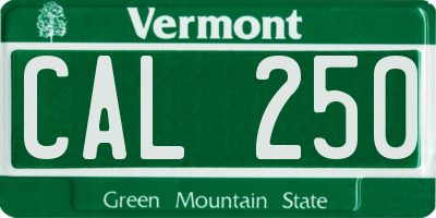 VT license plate CAL250