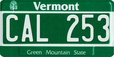 VT license plate CAL253