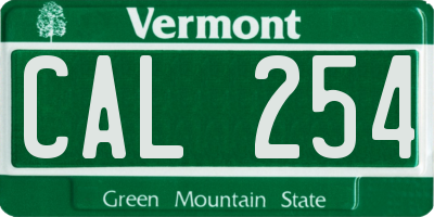 VT license plate CAL254