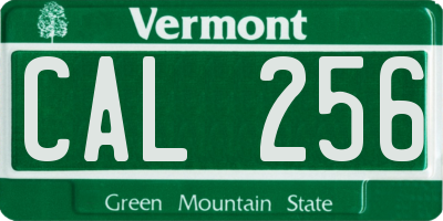 VT license plate CAL256