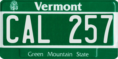 VT license plate CAL257