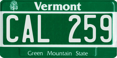 VT license plate CAL259