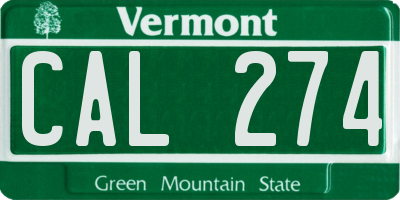 VT license plate CAL274