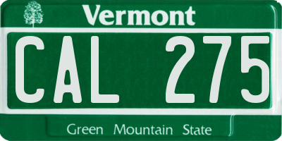 VT license plate CAL275