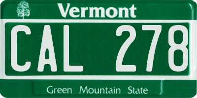 VT license plate CAL278
