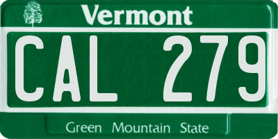 VT license plate CAL279