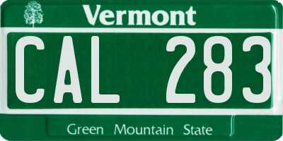 VT license plate CAL283