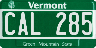 VT license plate CAL285