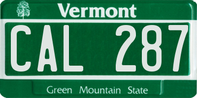 VT license plate CAL287