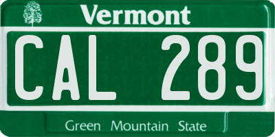 VT license plate CAL289