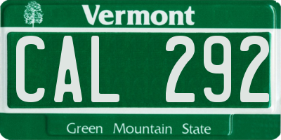 VT license plate CAL292