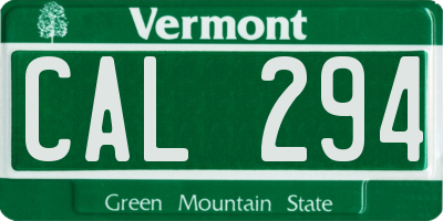 VT license plate CAL294