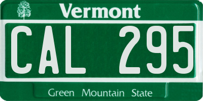 VT license plate CAL295