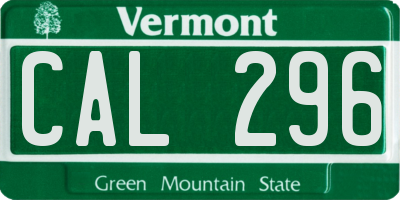 VT license plate CAL296