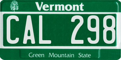 VT license plate CAL298