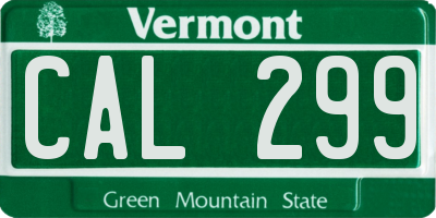 VT license plate CAL299