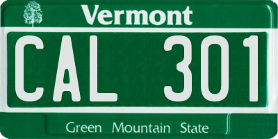 VT license plate CAL301