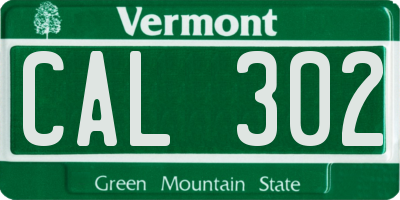VT license plate CAL302