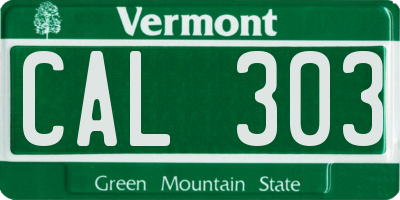 VT license plate CAL303