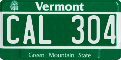 VT license plate CAL304