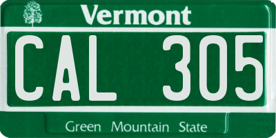 VT license plate CAL305