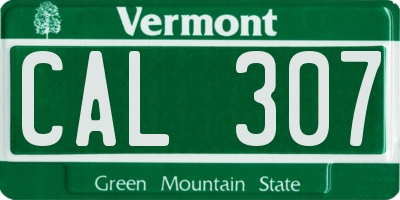 VT license plate CAL307