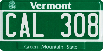 VT license plate CAL308